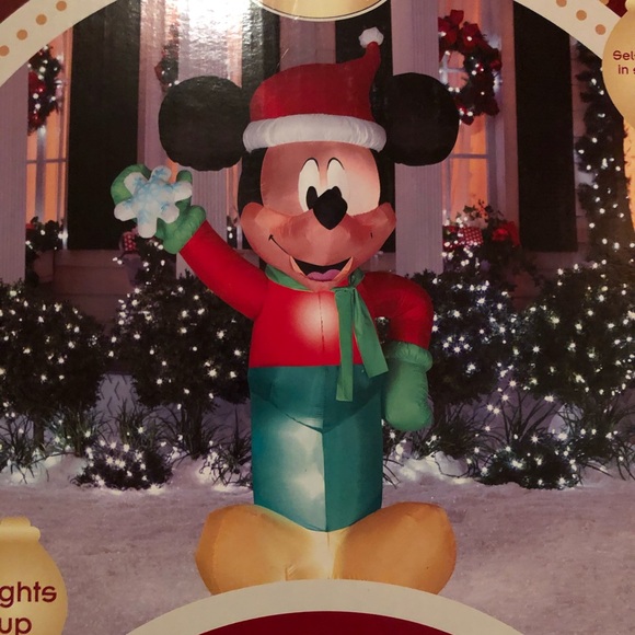 Disney Festive Mickey Mouse Inflatable with Red and Green